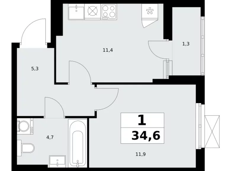 Appartement 1 chambre 35 m² poselenie Sosenskoe, Fédération de Russie