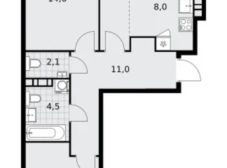 3 room apartment 69 m² poselenie Sosenskoe, Russia