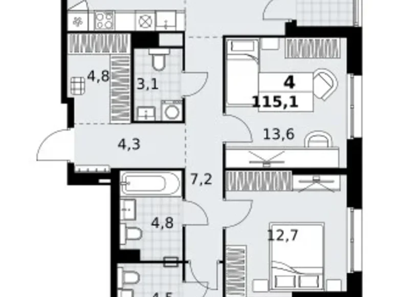 Wohnung 4 zimmer 115 m² Kommunarka, Russland