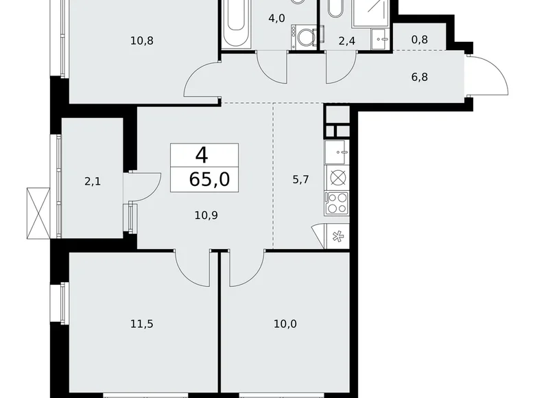 Wohnung 4 Zimmer 65 m² Moskau, Russland