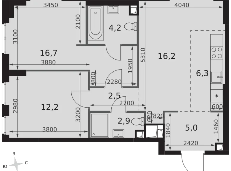 Appartement 3 chambres 66 m² North-Western Administrative Okrug, Fédération de Russie