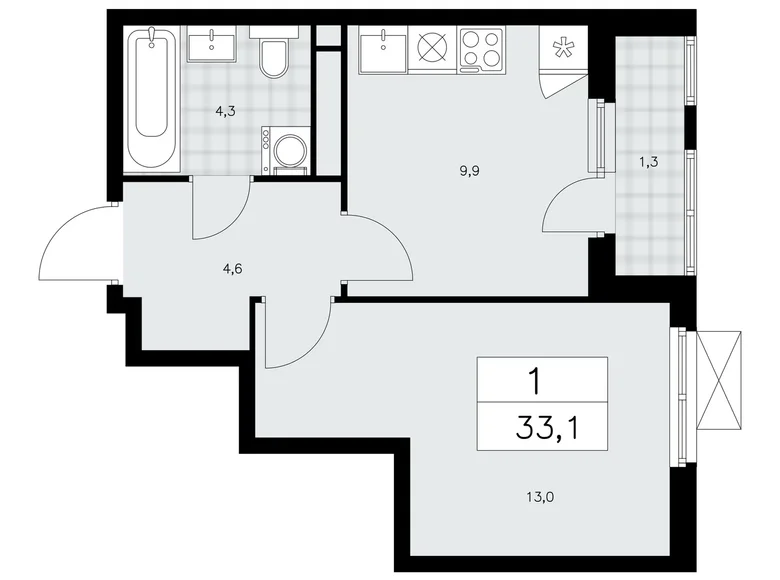 Mieszkanie 1 pokój 33 m² poselenie Sosenskoe, Rosja