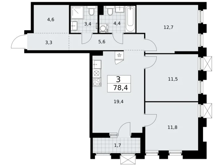 Wohnung 3 zimmer 78 m² Troizk, Russland