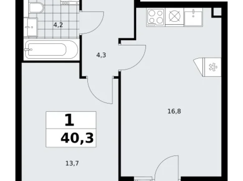 Квартира 1 комната 40 м² поселение Сосенское, Россия