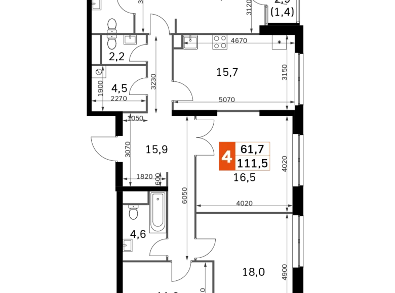 Appartement 4 chambres 112 m² Moscou, Fédération de Russie