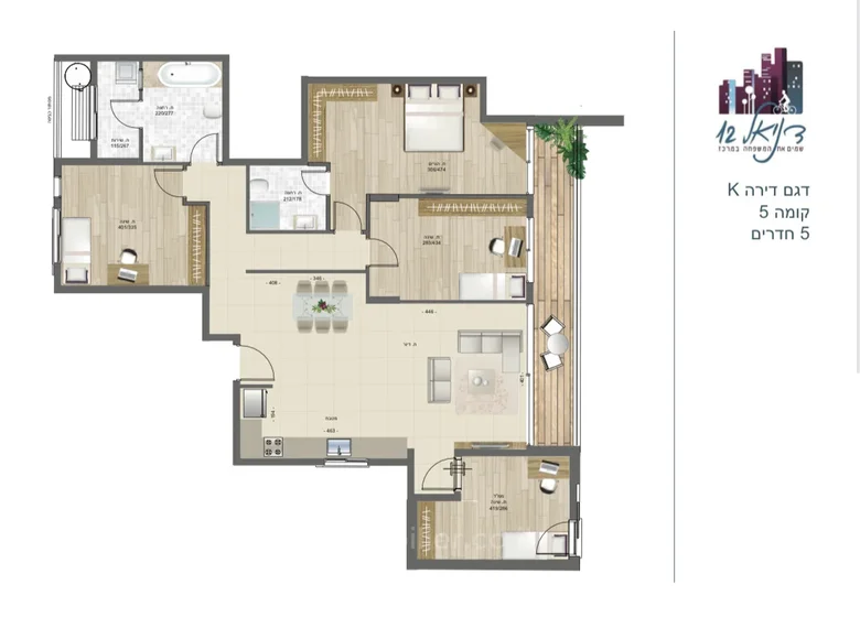 Квартира 5 комнат 132 м² Бат-Ям, Израиль