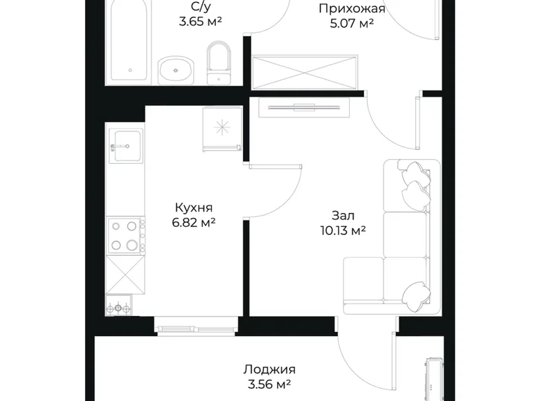 Kvartira 1 xona 29 m² Toshkentda