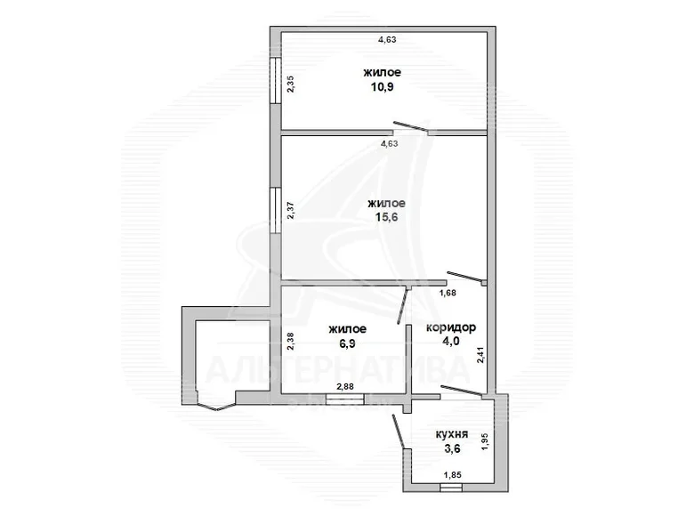 Apartamento 3 habitaciones 41 m² Brest, Belarús