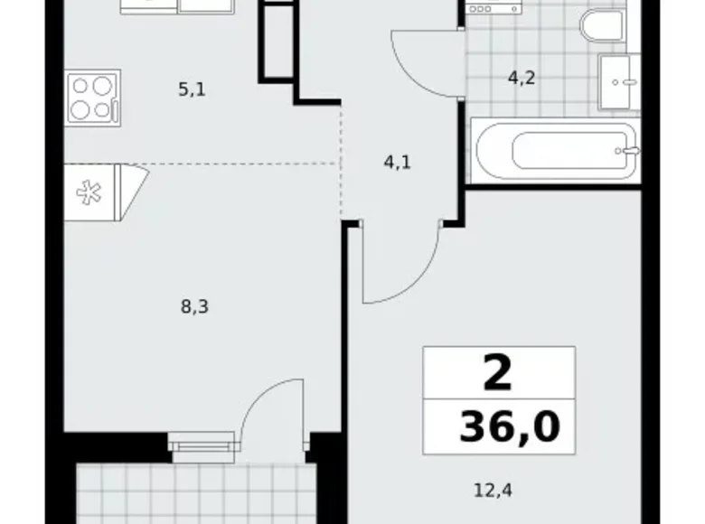 Apartamento 2 habitaciones 36 m² Moscú, Rusia