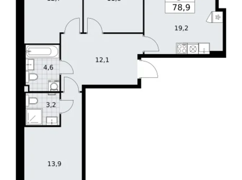 Apartamento 3 habitaciones 79 m² Troitsk, Rusia