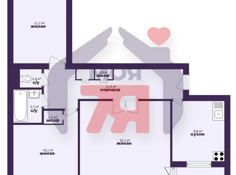 Apartamento 3 habitaciones 65 m² Borisov, Bielorrusia