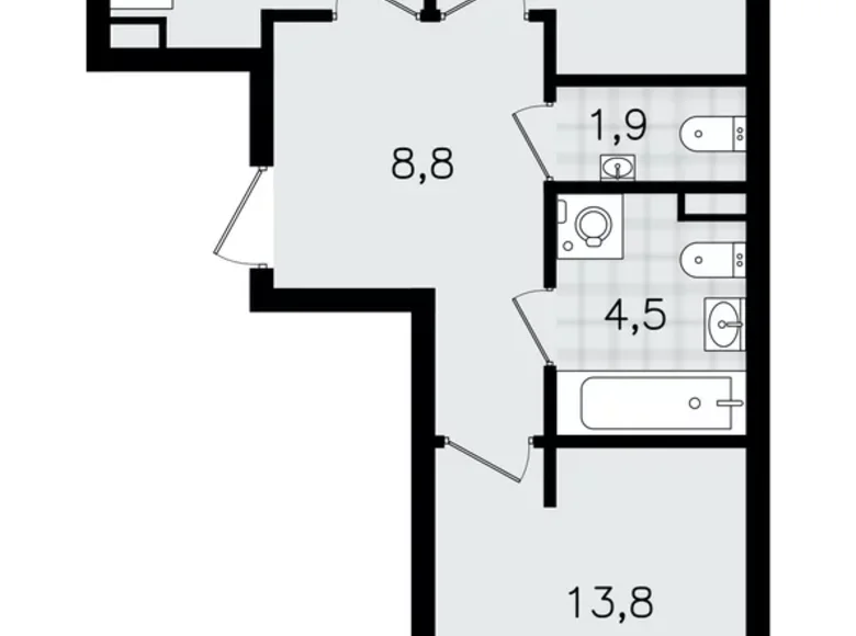 2 room apartment 56 m² Vsevolozhsk, Russia