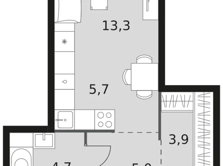 1 room studio apartment 33 m² Moscow, Russia