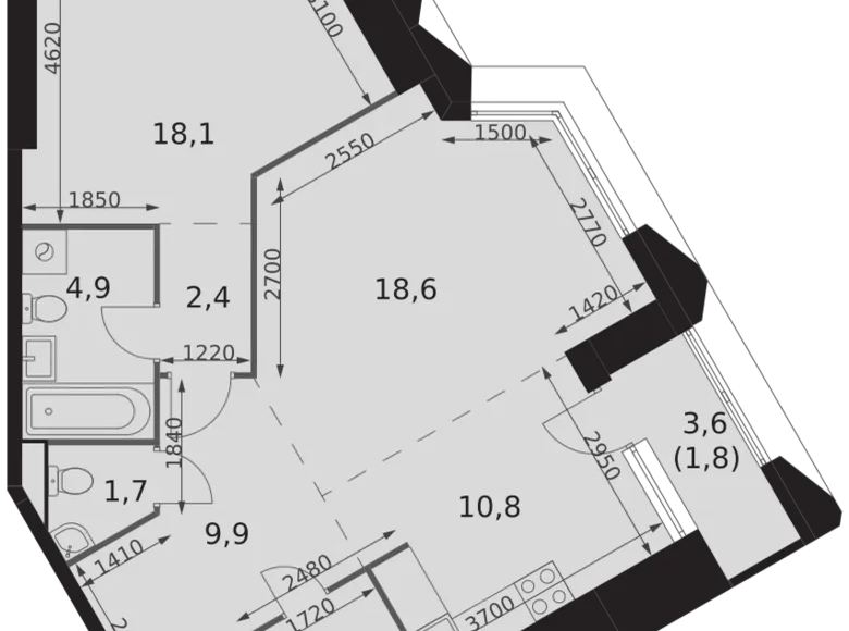 Appartement 2 chambres 71 m² Moscou, Russie