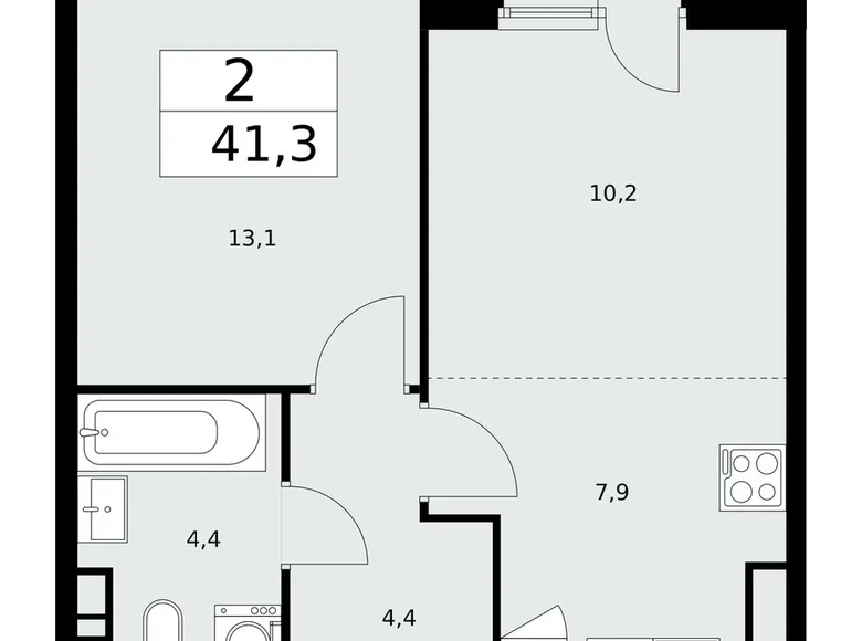 2 room apartment 41 m² poselenie Sosenskoe, Russia