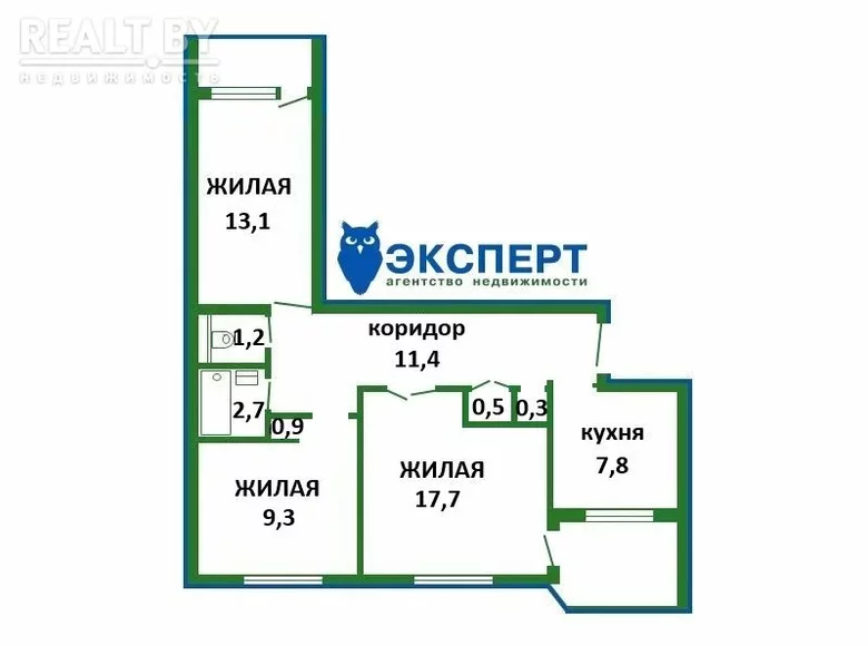 3 room apartment 67 m² Dzyarzhynsk District, Belarus