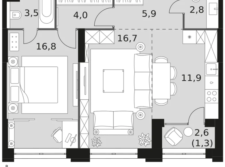 Wohnung 2 zimmer 63 m² Nordwestlicher Verwaltungsbezirk, Russland