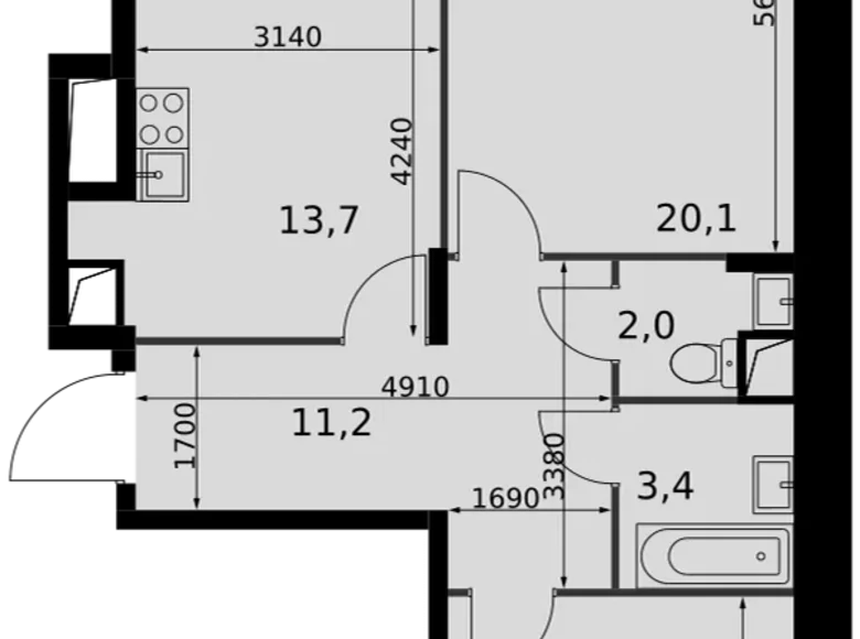 Apartamento 2 habitaciones 64 m² Razvilka, Rusia