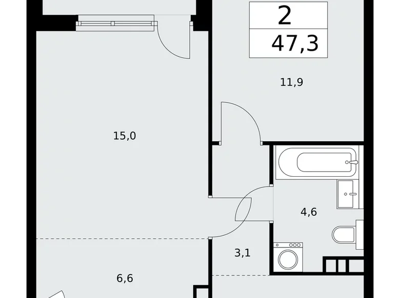 Wohnung 2 zimmer 47 m² poselenie Sosenskoe, Russland