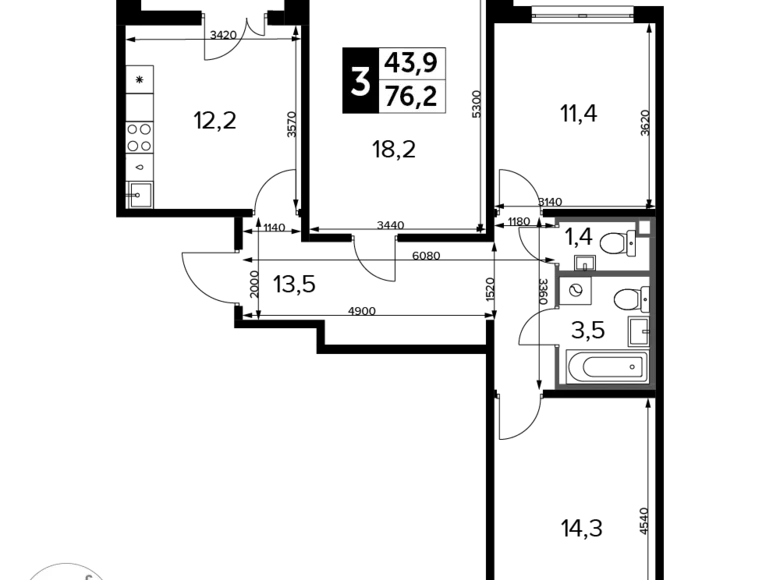 Квартира 3 комнаты 76 м² Химки, Россия