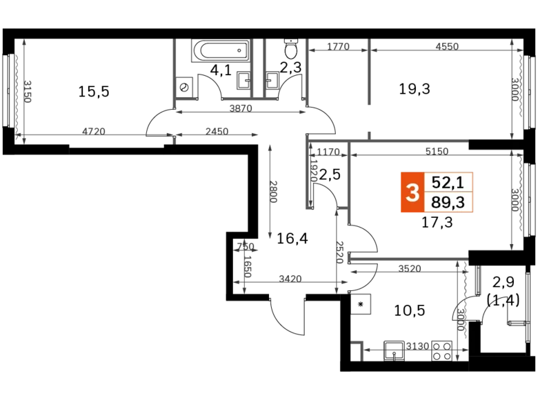 Appartement 3 chambres 89 m² Moscou, Fédération de Russie