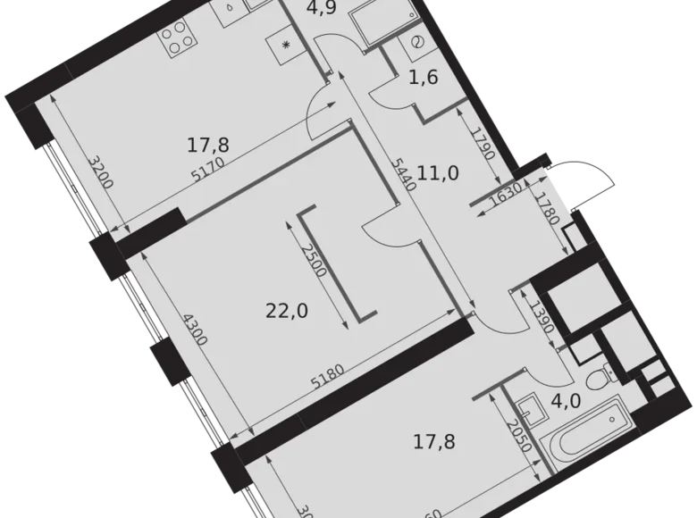 Appartement 3 chambres 79 m² Konkovo District, Fédération de Russie