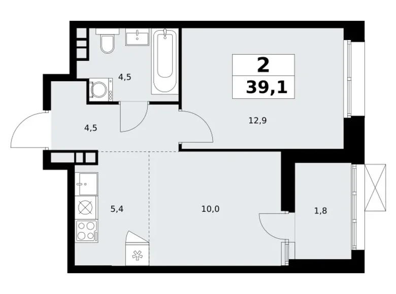 Wohnung 2 zimmer 39 m² poselenie Sosenskoe, Russland