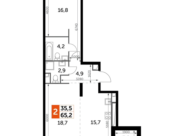 Mieszkanie 2 pokoi 65 m² North-Western Administrative Okrug, Rosja