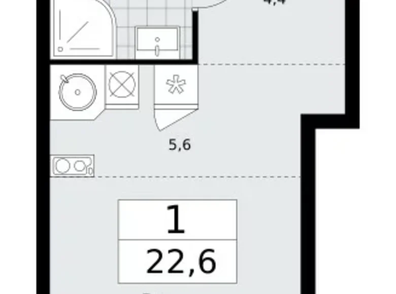 Mieszkanie 1 pokój 23 m² poselenie Sosenskoe, Rosja