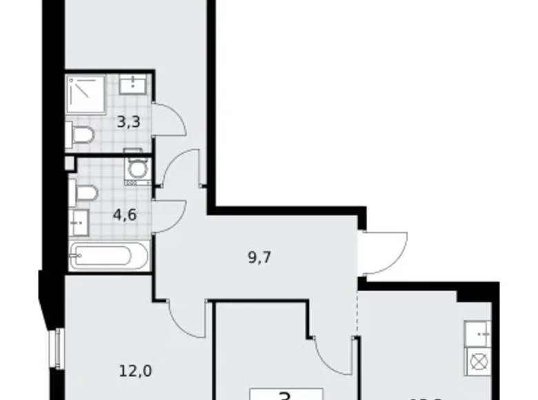 Квартира 3 комнаты 73 м² район Троицк, Россия