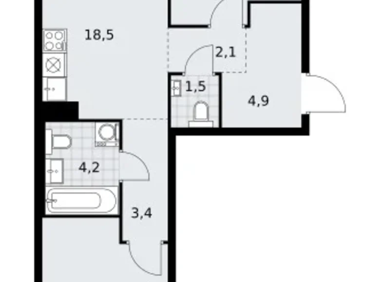 Apartamento 2 habitaciones 59 m² Kommunarka, Rusia