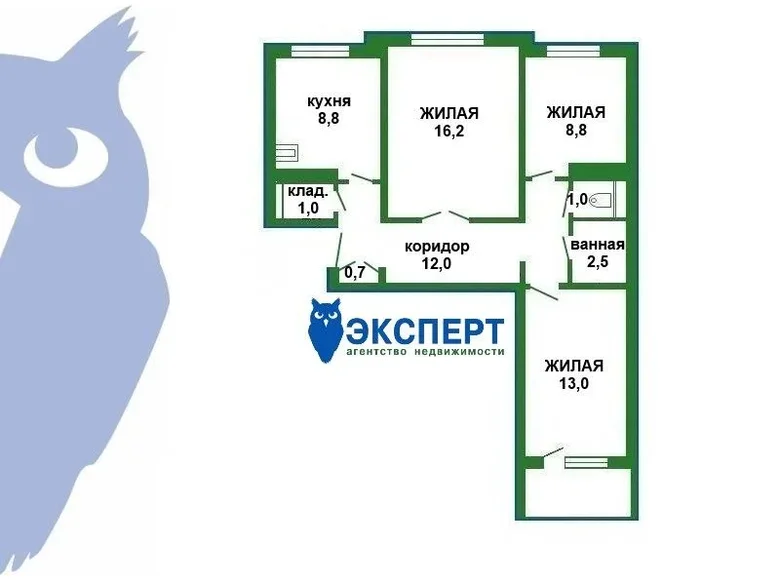 Квартира 3 комнаты 64 м² Минск, Беларусь