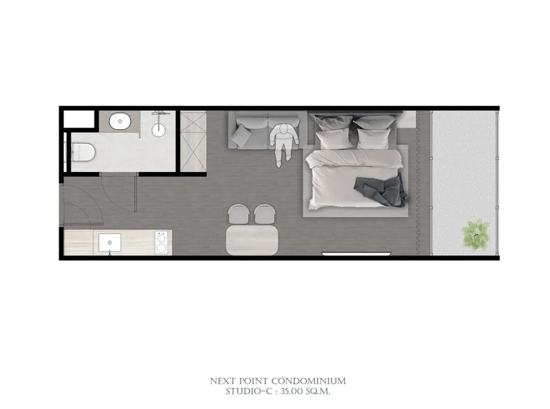 Estudio 35 m² Rawai, Tailandia