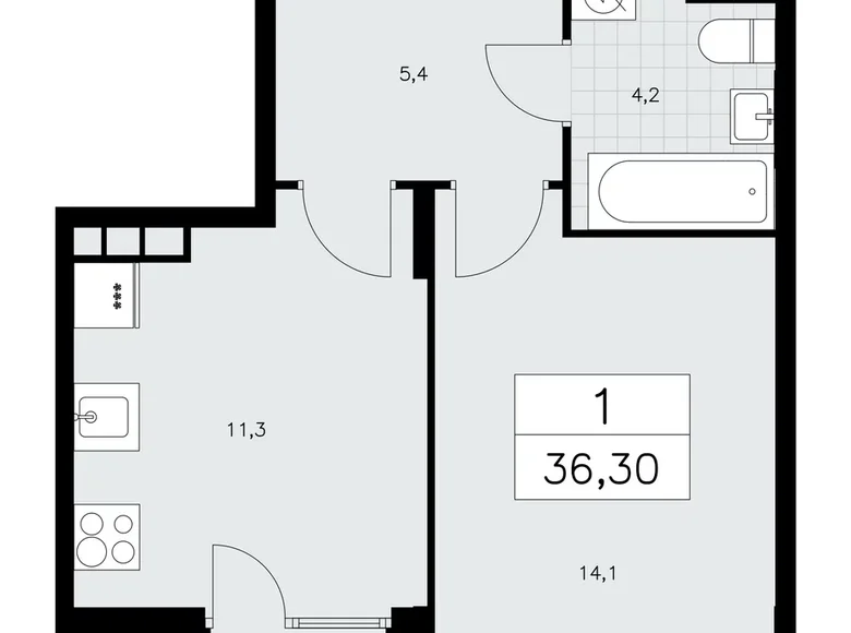 Appartement 1 chambre 36 m² poselenie Sosenskoe, Fédération de Russie