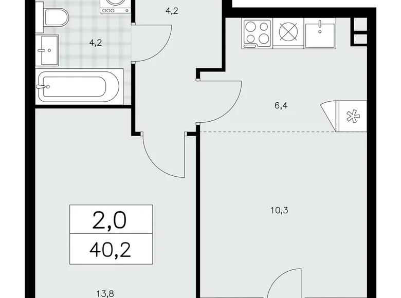 Appartement 2 chambres 40 m² poselenie Sosenskoe, Fédération de Russie