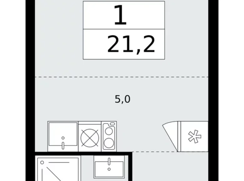 Wohnung 1 Zimmer 21 m² poselenie Sosenskoe, Russland