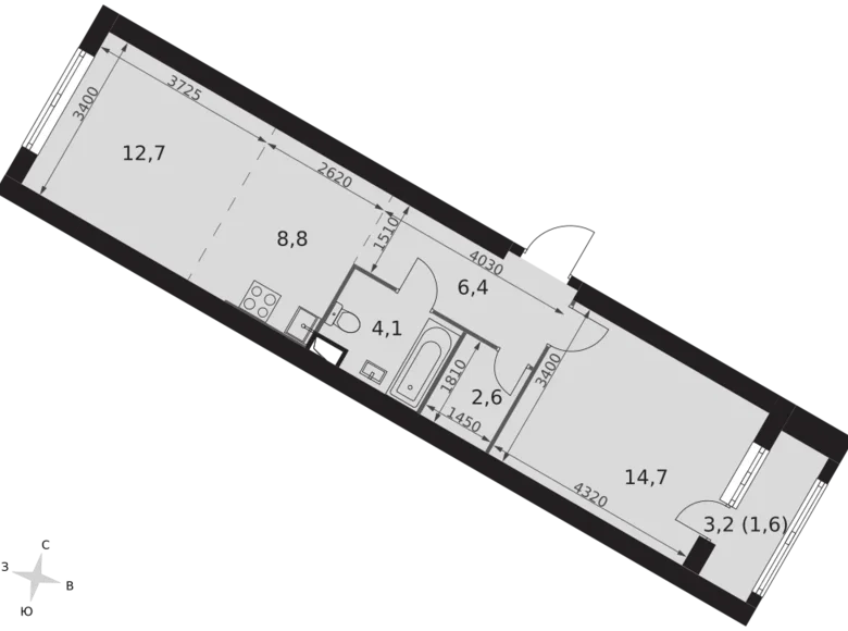 Wohnung 2 zimmer 51 m² Konkovo District, Russland