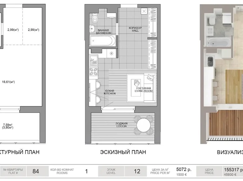 Apartamento 1 habitación 31 m² Minsk, Bielorrusia