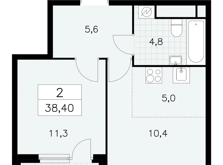 Appartement 2 chambres 38 m² South-Western Administrative Okrug, Fédération de Russie