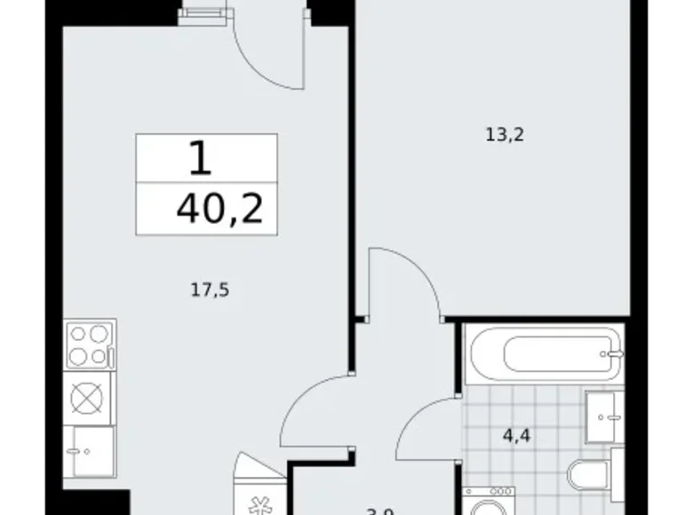 Mieszkanie 1 pokój 40 m² Troick, Rosja