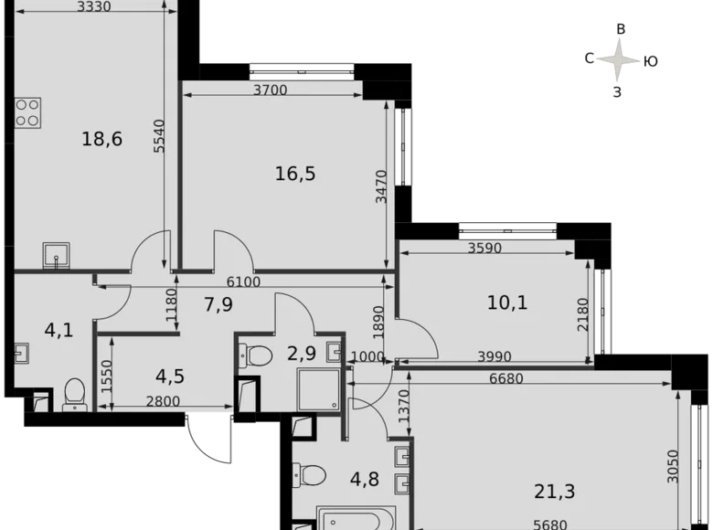 Wohnung 3 zimmer 91 m² Nordwestlicher Verwaltungsbezirk, Russland