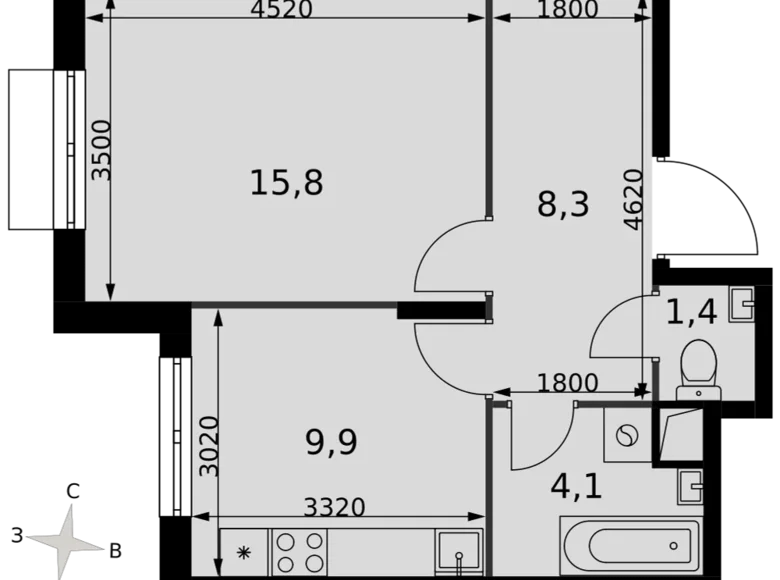 Wohnung 1 zimmer 40 m² Razvilka, Russland