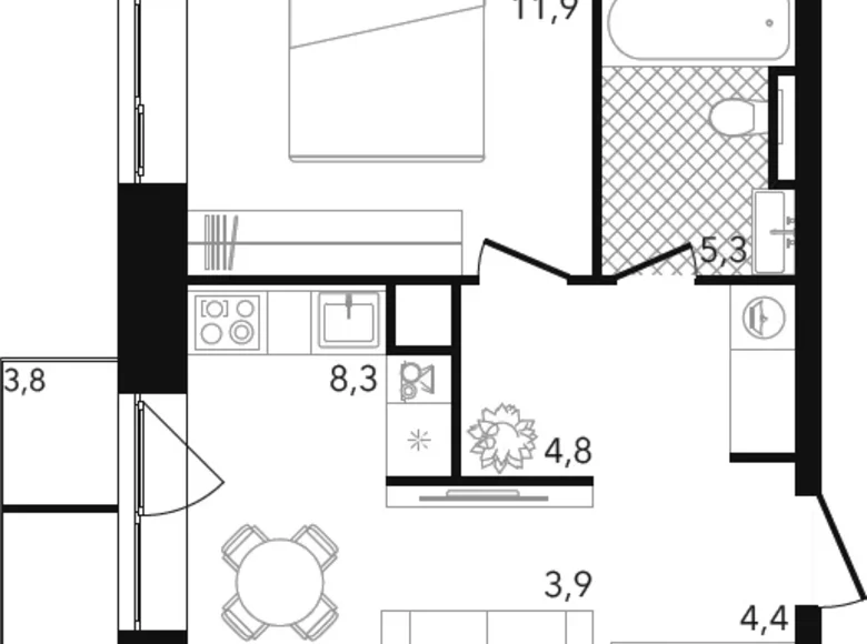 Mieszkanie 1 pokój 38 m² Moskwa, Rosja