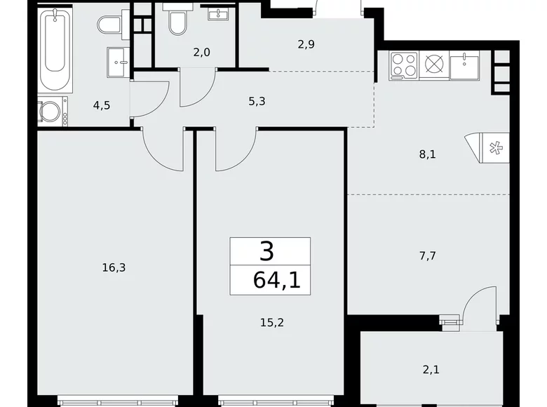 Wohnung 3 Zimmer 64 m² Moskau, Russland