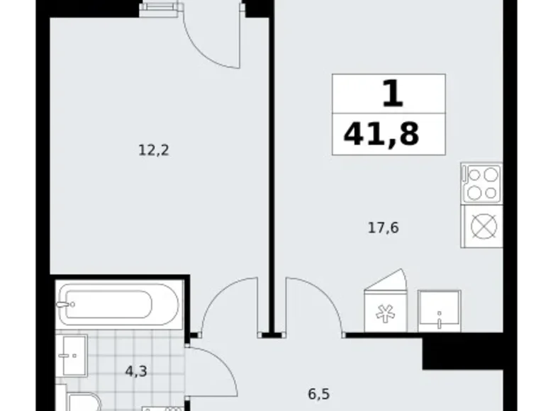 Appartement 1 chambre 42 m² Troïtsk, Russie