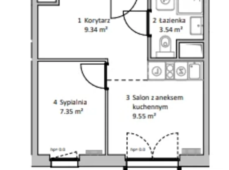 2 room apartment 30 m² Warsaw, Poland