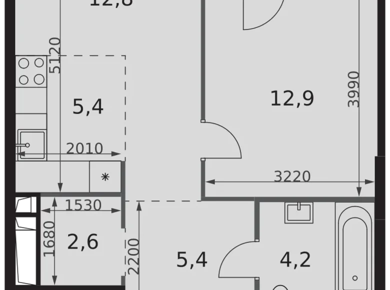 Apartamento 2 habitaciones 47 m² North-Western Administrative Okrug, Rusia