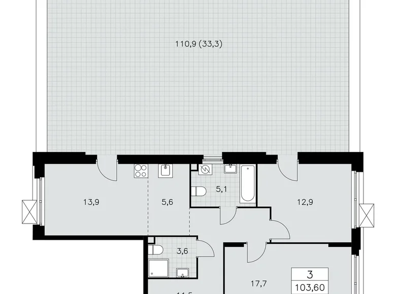 Apartamento 3 habitaciones 104 m² Moscú, Rusia