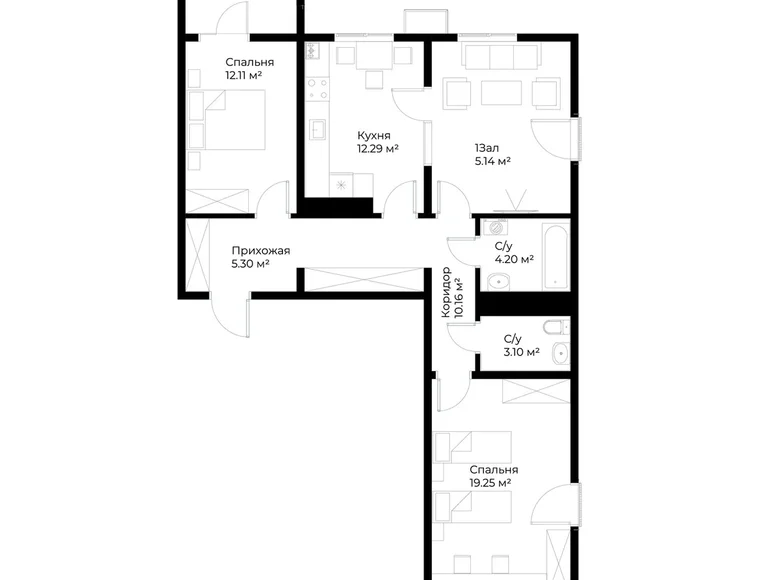 Kvartira 3 xonalar 84 m² in Shaykhontohur Tumani