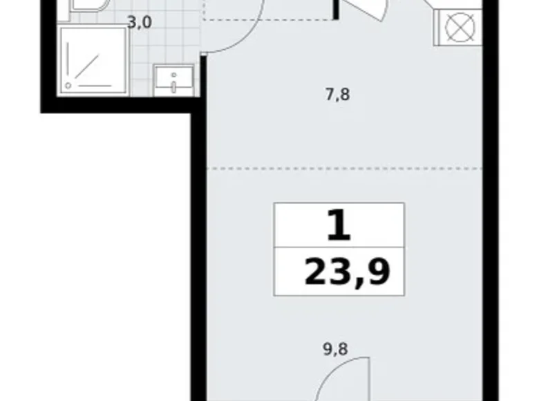 Appartement 1 chambre 24 m² Postnikovo, Fédération de Russie